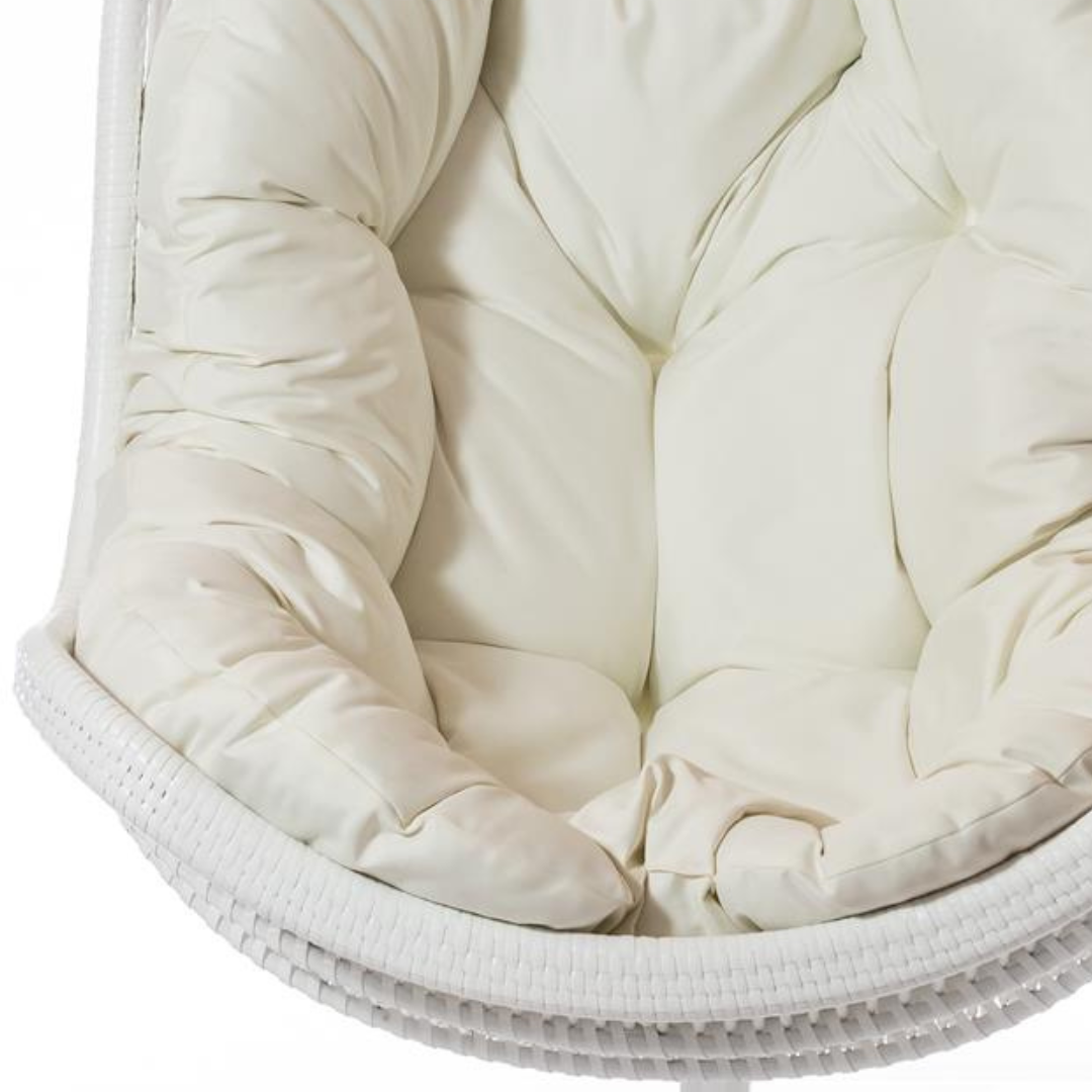 Vysoce kvalitní závěsné křeslo se stojanem PARMA Terico — houpací křeslo s ergonomií klasického křesla. Bílé